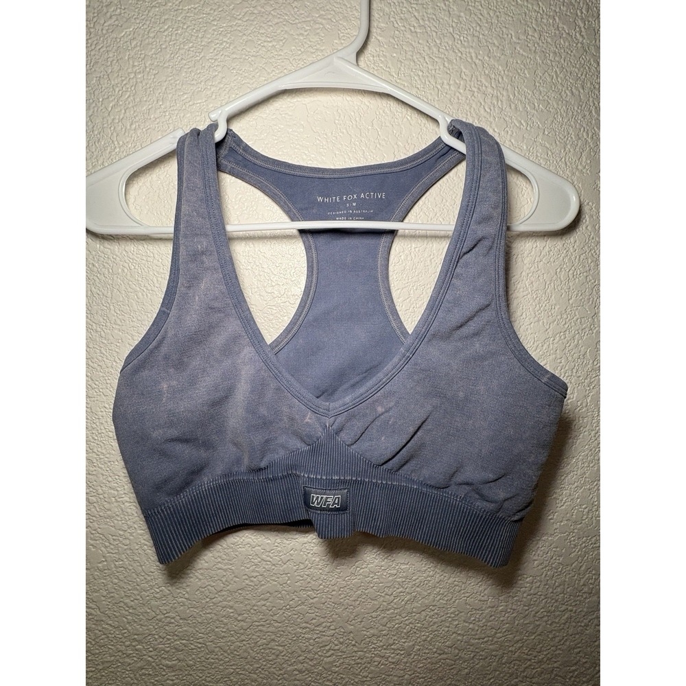 White Fox Active Blue Racerback Sports Bra Wireless Pullover S